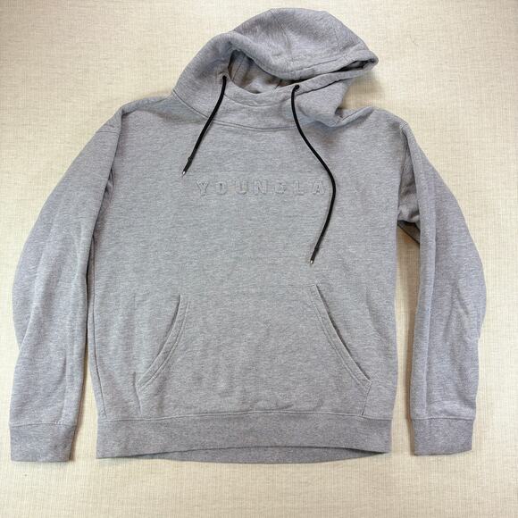 Youngla XXL Gray Hoodie Sweatshirt Pullover Cotton Spell Out Logo Embossed - Picture 1 of 4